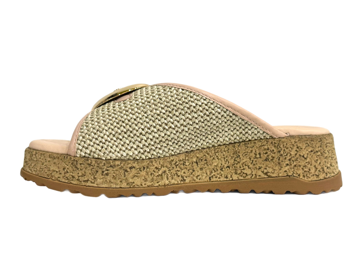SALA Daisy - Pink Leather/Natural Raffia