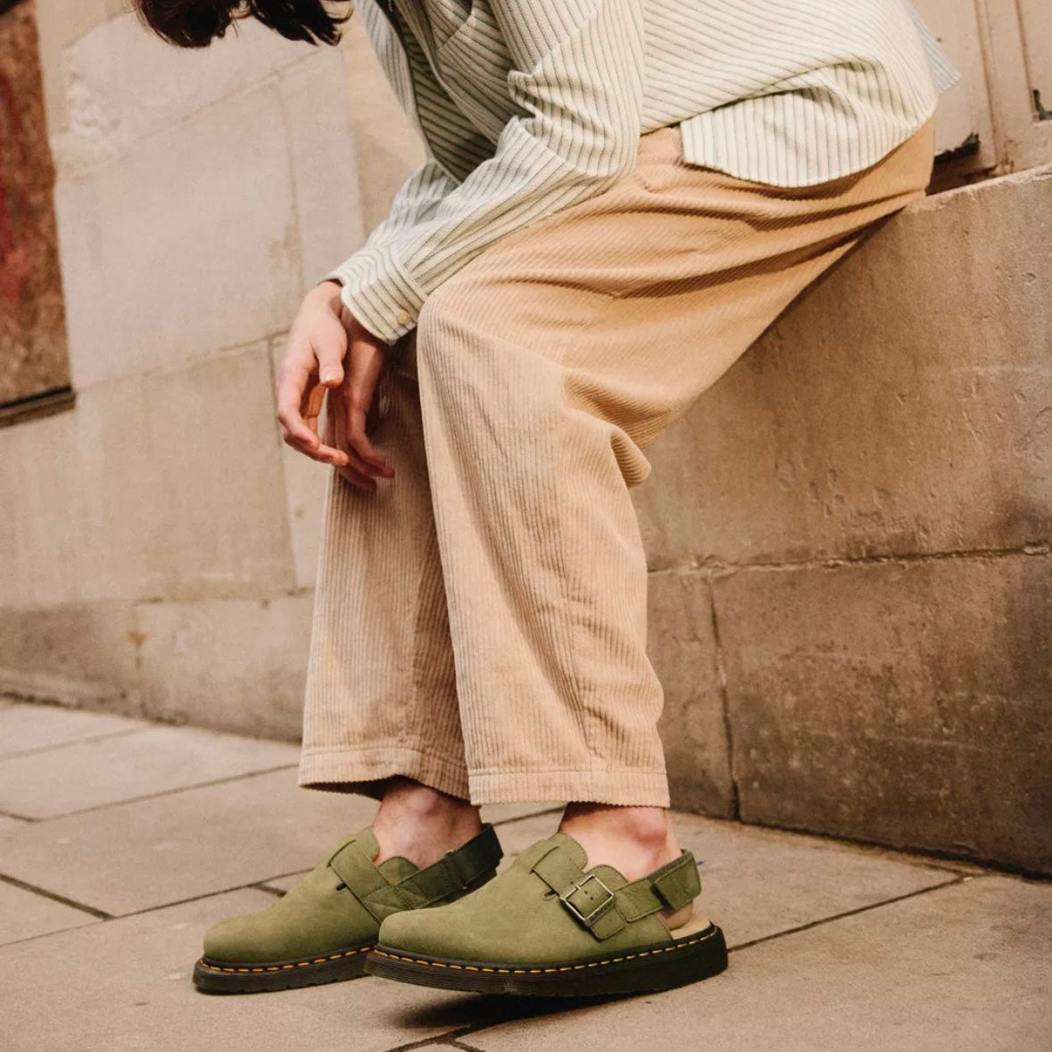DR. MARTENS Jorge II Sling Back - Muted Olive Tumbled Nubuck