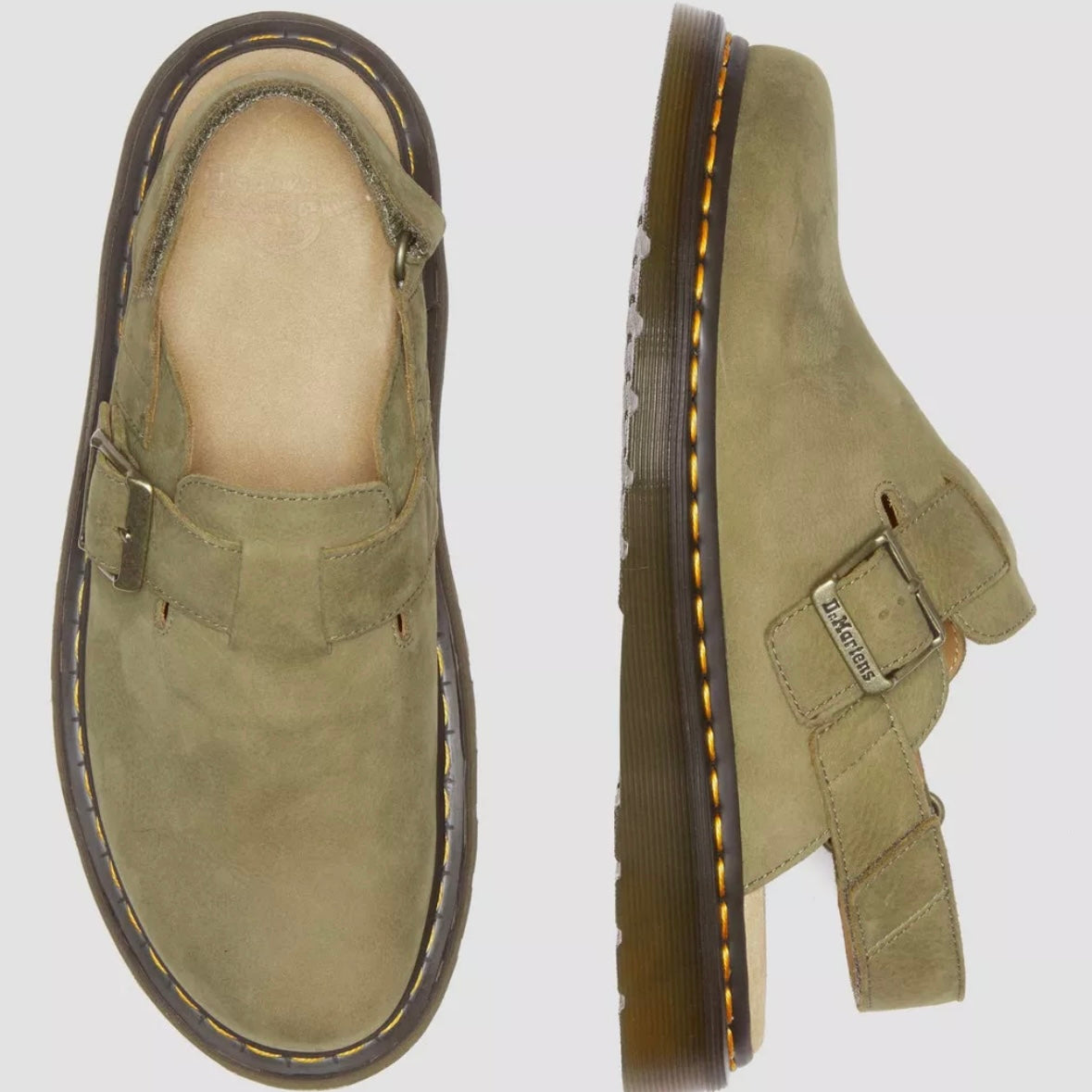 DR. MARTENS Jorge II Sling Back - Muted Olive Tumbled Nubuck