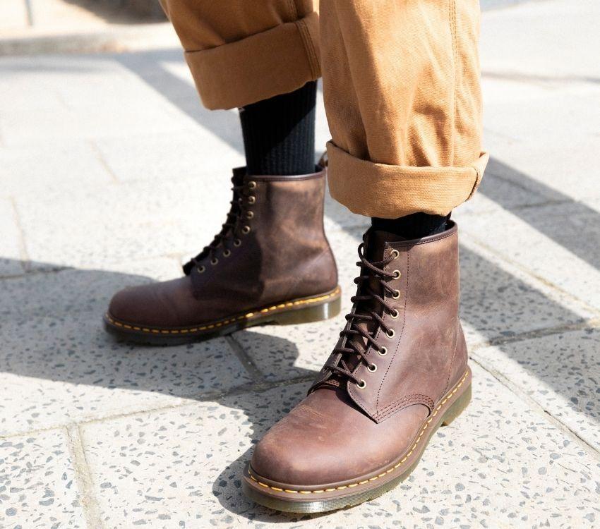 DR. MARTENS 1460 8 Eye Boot - Dark Brown Crazy Horse
