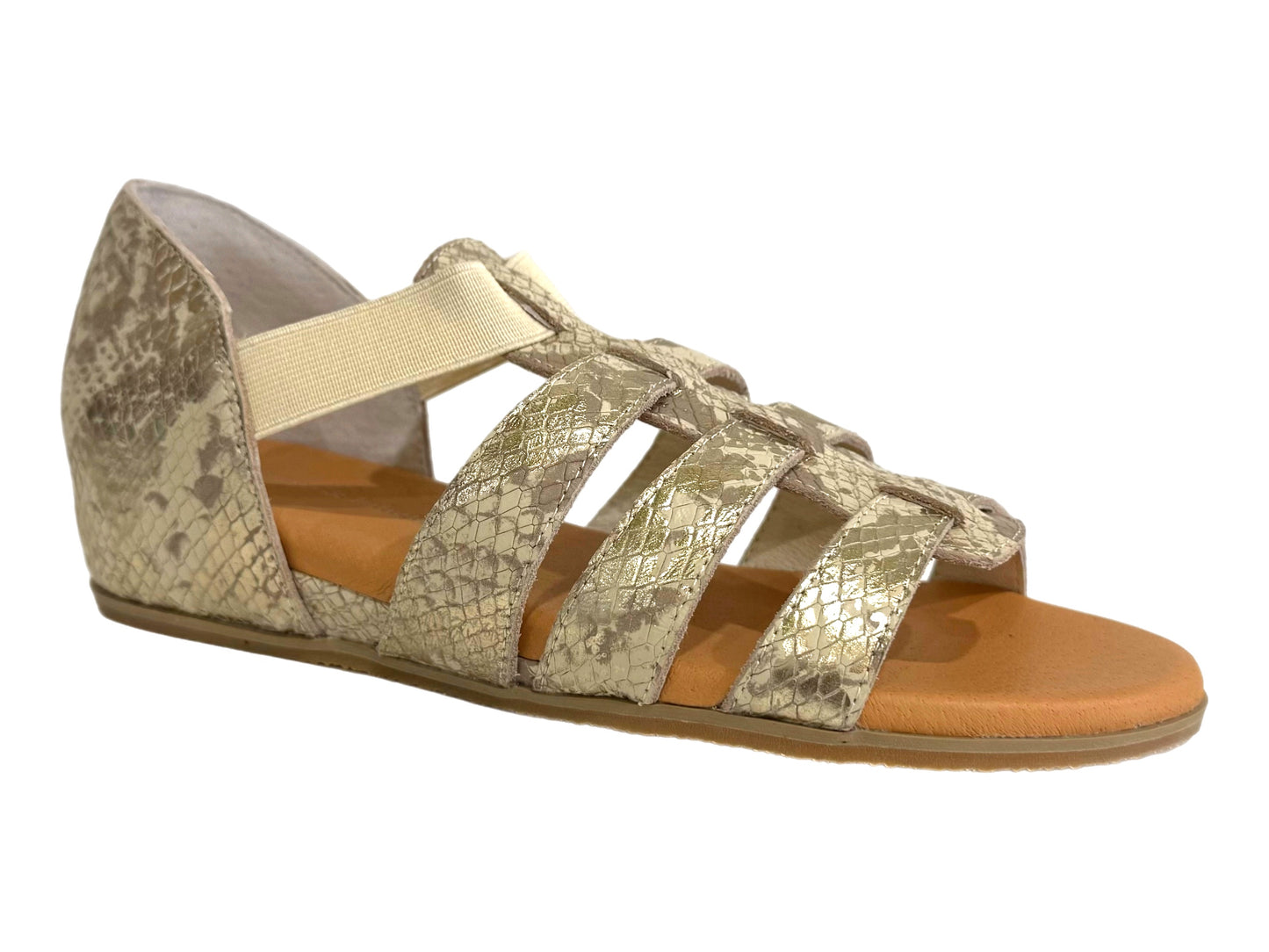 DJANGO & JULIETTE Hilde - Ivory and Gold Leather
