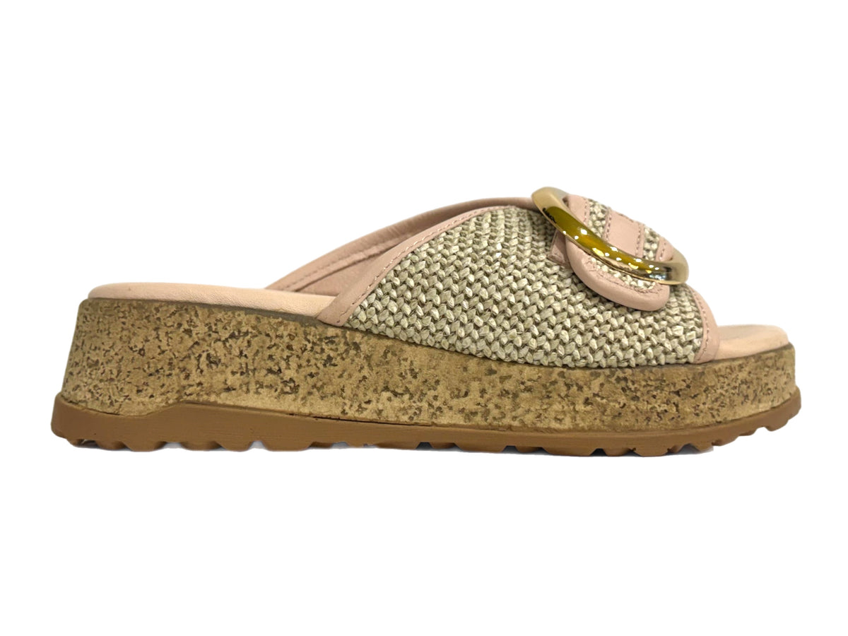 SALA Daisy - Pink Leather/Natural Raffia